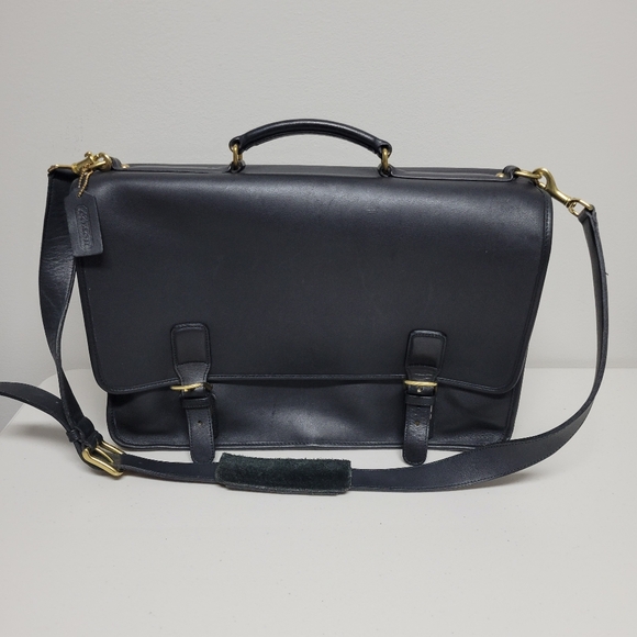 Coach Black Leather Briefcase. - Picture 1 of 16